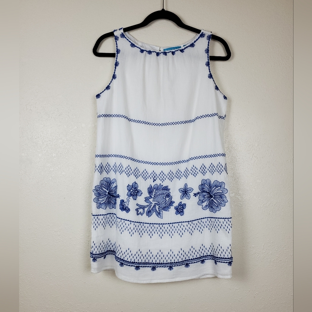 Tori Richard Floral Embroidered Cotton Dress Size 4